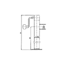 Voetsteun met slinger, verzinkt, buis Ø 60 x 4 mm vierkant A 535 mm, B 400 mm, slag 365 mm