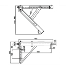 Winterhoff - draaibare steun, 500 kg, links, lengte 480 mm, zeskant 19 mm